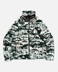 COLUMBIA FOREST FLEECE - SIZE LARGE - WHITE AND GREEN PATTERN FLEECE JACKET