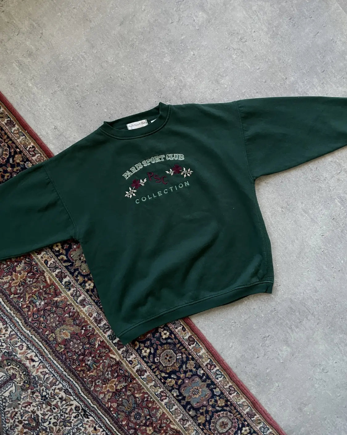 VINTAGE PARIS SPORT CLUB DARK GREEN CREWNECK / SWEATER - VINTAGE CREWNECK - VINTAGE SWEATSHIRT