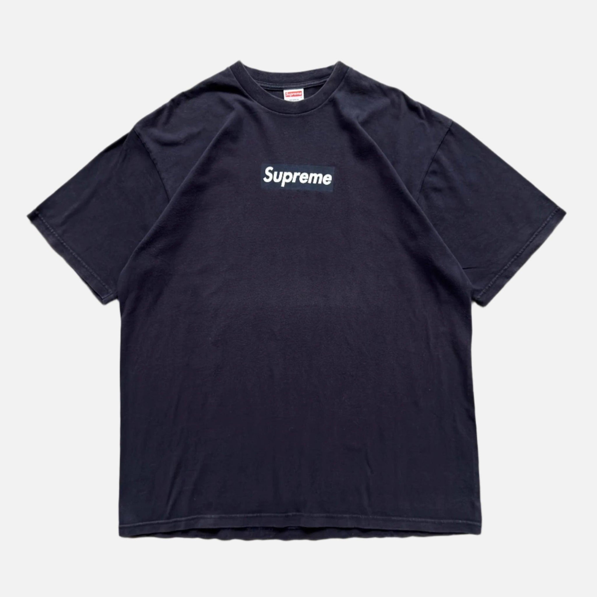 Supreme black on black box logo tee on sale