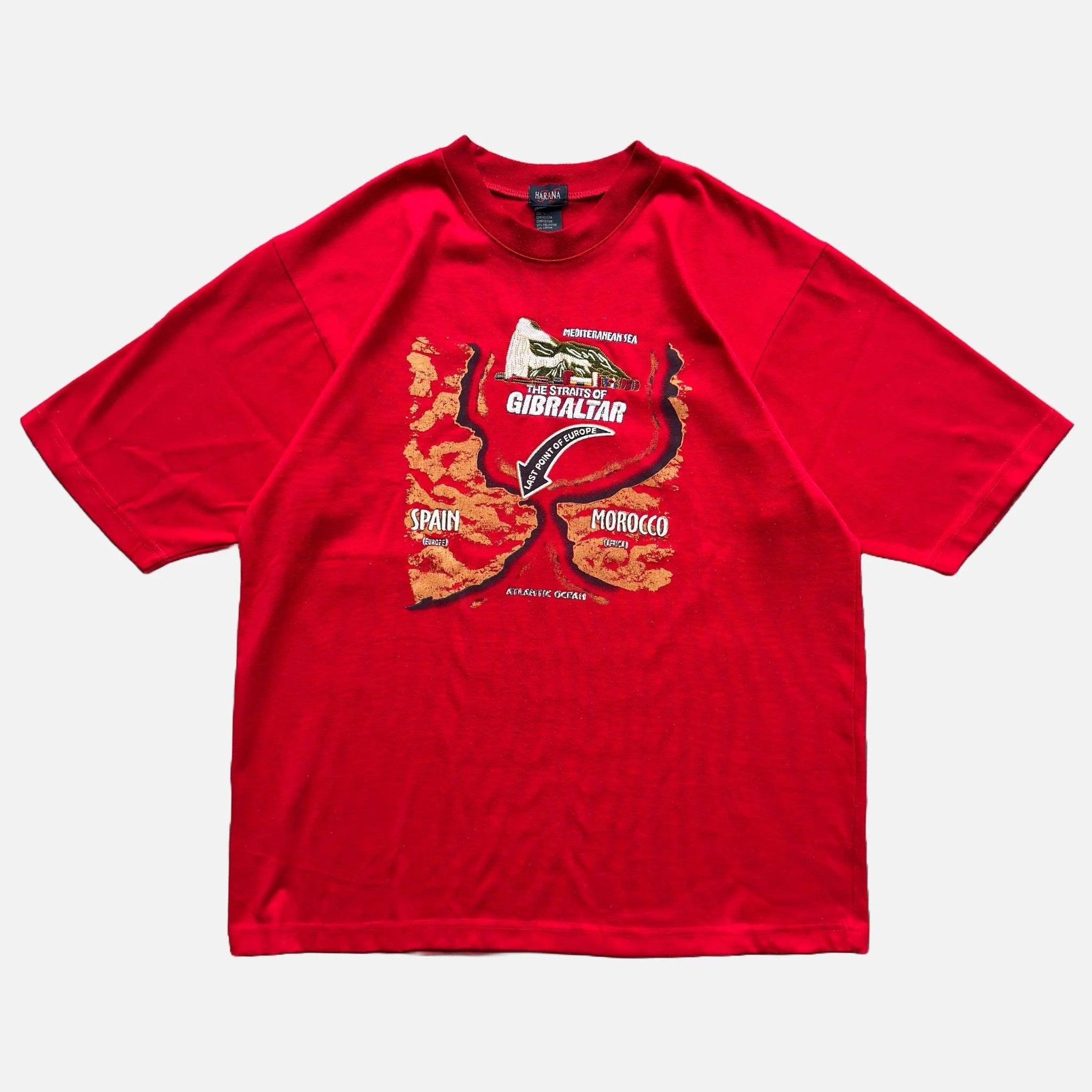 VINTAGE GIBRALTAR TEE - Red - Size Large - Boxy fit