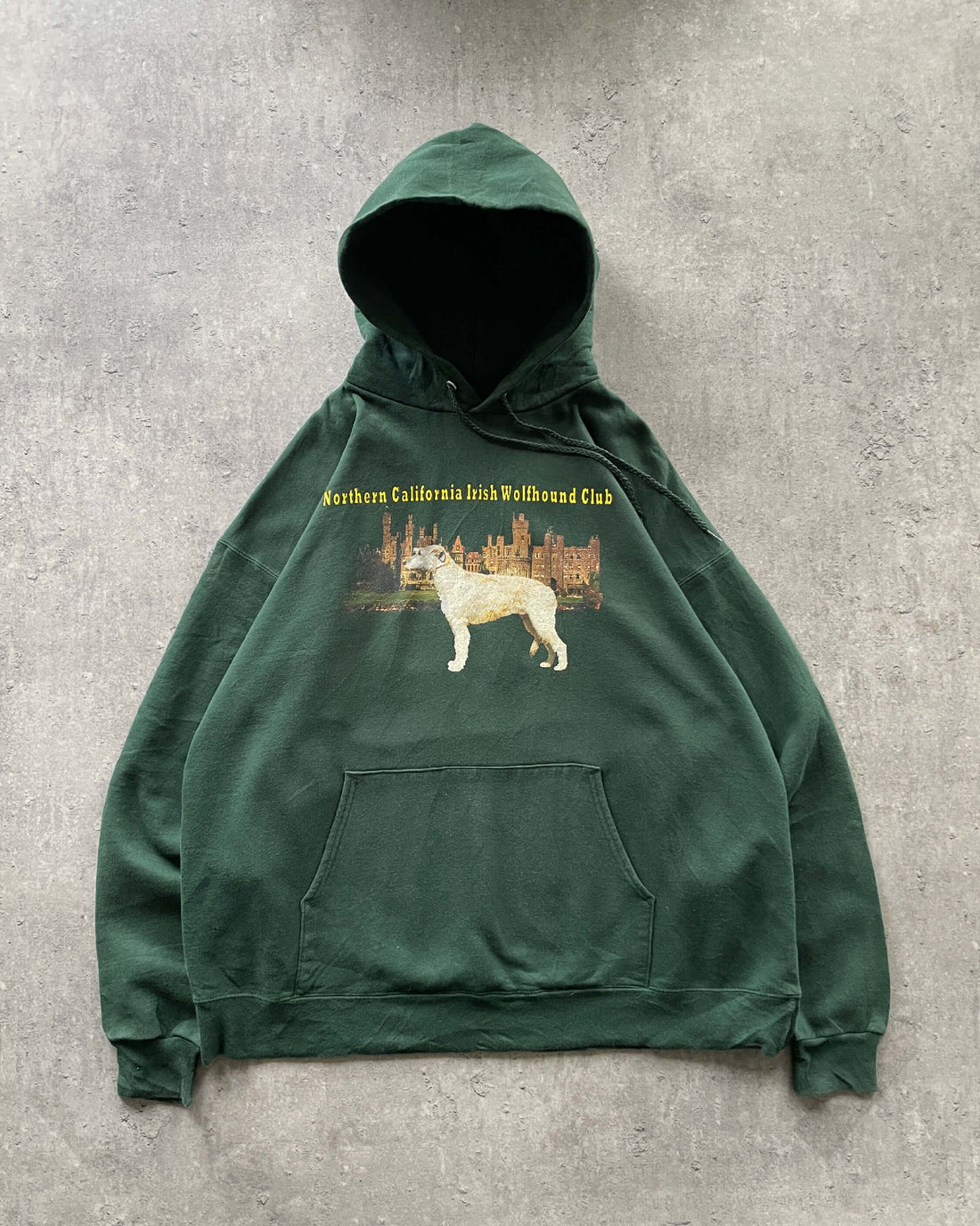 Vintage 1990s Hanes Hoodie from Northern California Irish Wolfhound Club in dark green